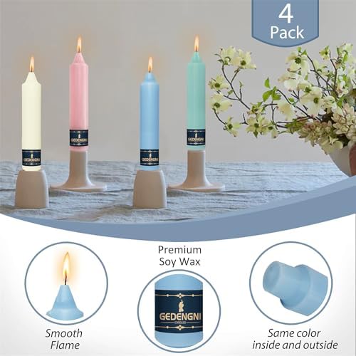 Candy Taper Candle Dripless Candlesticks - Gedengni 4pcs Unscented Candles Long Candle Sticks 7inches Tapered Candles for Home Party Wedding Restaurant Holiday Decor,18D-PGWB - Image 6
