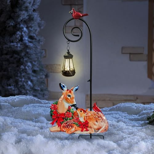 Solar Lighted Metal Reindeer & Fawn Ground Stake, Outdoor Christmas Decor for Garden Courtyard Lawn by LimygusHomeGarden