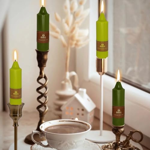 Olive Green & Grass Green Candles 5 inch Short Candle Unscented Taper Candles Ideal as Dinner Candles Smokeless Long Burning Candlesticks for Weddings Dinner Party Home Decor - Image 2