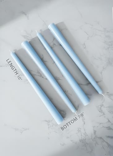 10" Classic Taper Candles, Sky Blue, 4-Pack, 7-8 Hours Long Burning, Unscented Tall Candlesticks - Image 2