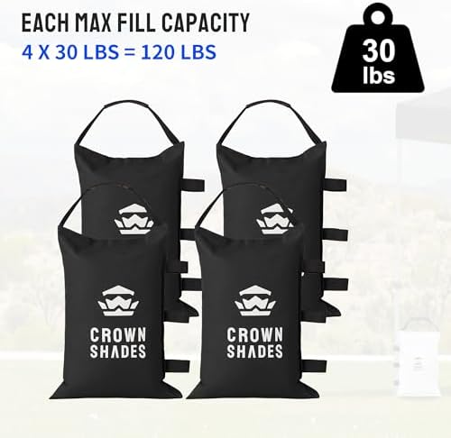 CROWN SHADES Sand Bags for Canopy Legs, 120 LBS, Black (Unfilled) - Image 5