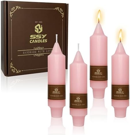 Pink Short Taper Candle Candle Sticks, 5 Inch Mini Pillar Candles Small Taper Candles, 4PCS Handmade Unscenteds Candlesticks for Festive, Party, Spell, Wedding, Home Decor by FCMSHAMD