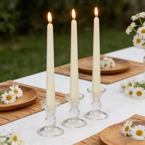 Ivory Taper Candles Unscented, 10 Inch Tall Dinner Table Candles - Image 3