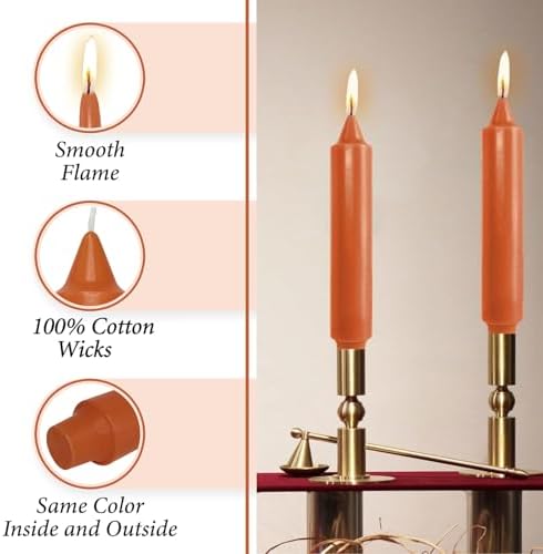 Pumpkin Orange Taper Candle Candle Sticks, 7 Inch Mini Pillar Candles Taper Candles, 4PCS Handmade Unscenteds Candlesticks for Festive Halloween Thanksgiving Day Fall Home Decor - Image 3