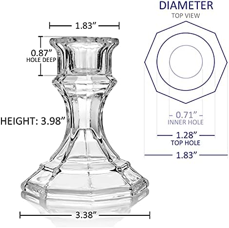 (6 Pack) Clear Glass Candlestick Holders, Taper Candle Stick Holders Set for Wedding & Home Decor - CH06 - Image 3