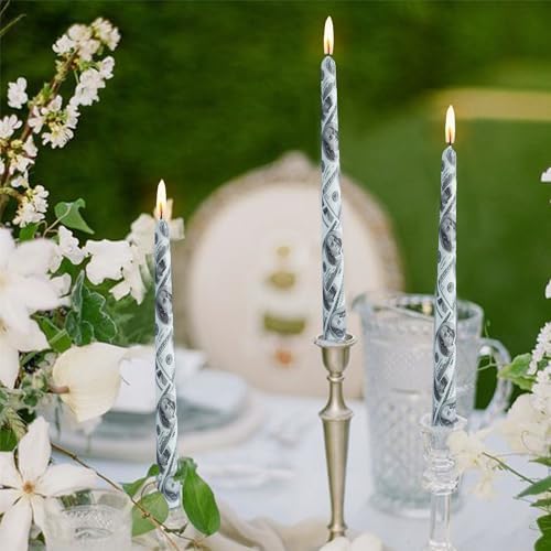 Floral Taper Candle Dripless Candlesticks - Gedengni 4pcs Handmade USA Dollars Candles Long Candle Sticks 10inch Smokeless Tapered Candles for Home Party Wedding Dinner,8-USDO - Image 6