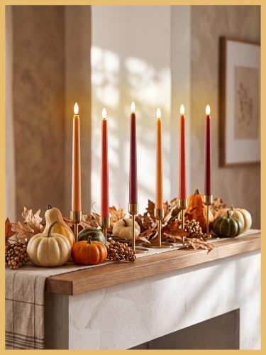 Treela 24 Pcs Flameless LED Taper Candles, Fall, 11 Inch, Warm Color - Image 5