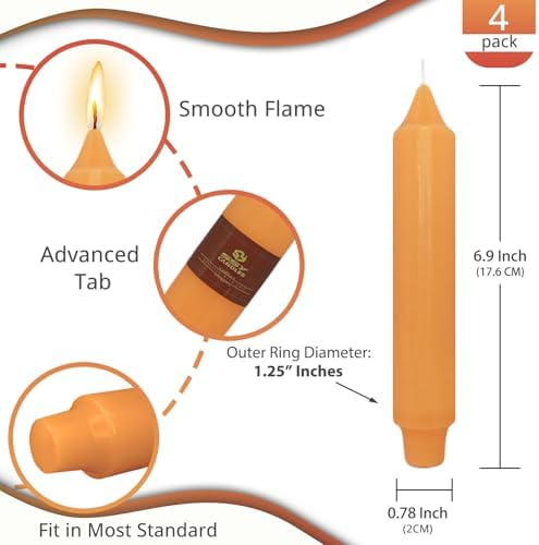 NJAO HOO Fall Short Taper Candle Orange 7 Inch Candlesticks Unscented Dripless Gradient Colored Tapered Candle Set for Home Dinner Party Halloween Decor, 4 Pack - Image 3