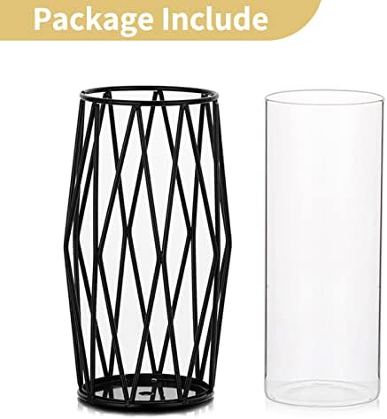 NUPTIO Black Geometric Hurricane Glass Candle Holder, 1 Piece - Image 3