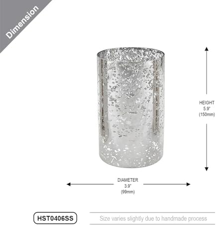 WGVI Hurricane Candle Holder Sleeve, W: 4", Ht: 6", Silver Speckled Glass Cylinder Open Both Ends, Chimney Tube Shade, 6 Pieces - Image 2