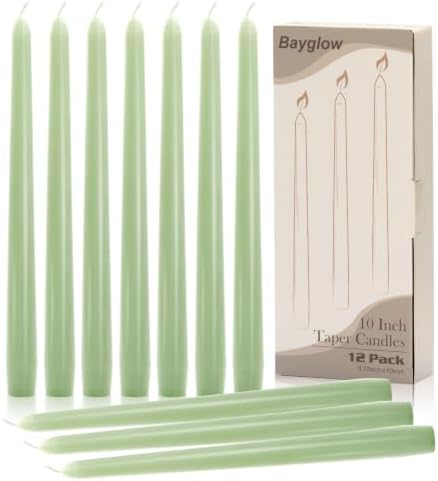 Sage Green Taper Candles - 12 Pack 10 Inch Green Candlesticks for Dripless Unscented Long Burning Tall Tapered Candle Sticks for Easter Spring Home Decor Dinner Holidays Weddings Events by Unknown