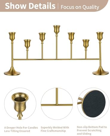 NUPTIO Candlestick Holder for Taper Candle: Gold Candelabra for Centerpiece - Image 6