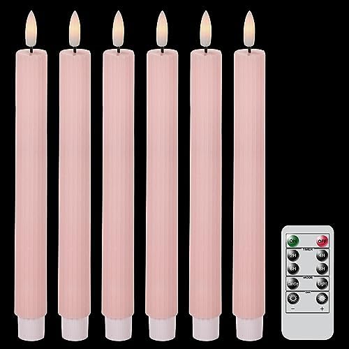 Wondise Pink Flameless Flickering Taper Candles with Remote and Timer by Wondise