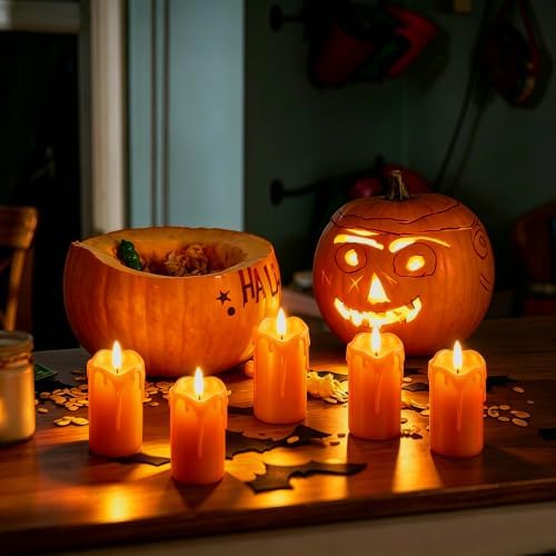 6PCS Flameless Votive Candles with Timer Battery Operated Orange - Image 6