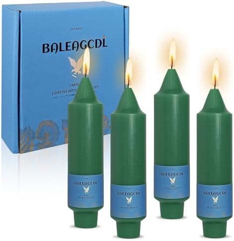 Smokeless Candlesticks Short Taper Candle,Unscented 5 Inches Dark Green Candle Sticks Dripless Tapered Candles for Home Décor Weddings Seasons Gifts by MANNYCOM