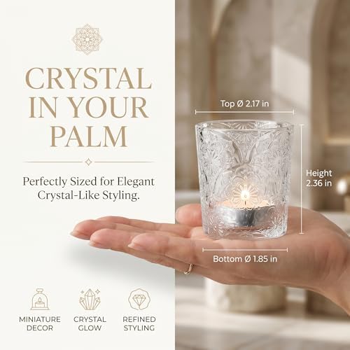 Clear Mandala Glass Tealight Holders, 12 Pack - Image 3