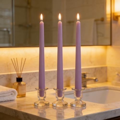 12-Pack Dusty Purple Taper Candles, 10 Inch Unscented Dripless Candlesticks, Long-Lasting Burn Time of 7-8 Hours, Perfect for Home Décor, Weddings, and Events - Image 5