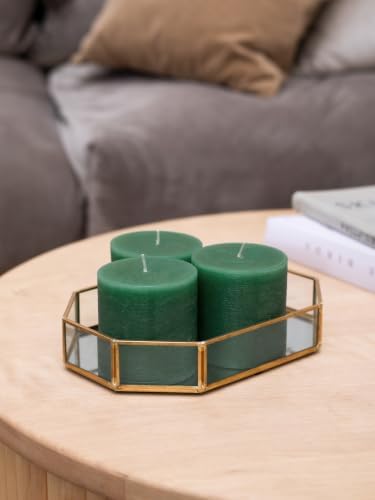 CANDWAX 3x3 Inch Grass Green Pillar Candles Set of 3 - Rustic Unscented No Drip Grass Green Candles for Special Occasions, Weddings, Centerpieces, Home Décor, Party Decorations - Image 4