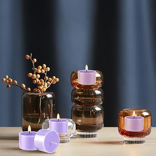 50 Pack Bulk Lavender Scented Tealight Candles in Clear Cup, Purple Wax Votive Candle for Birthdays Weddings Churches Anniversaries & More（8 Hour） - Image 5