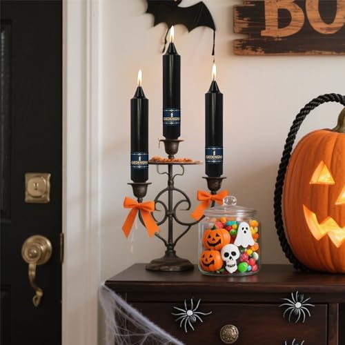 Black Taper Candle Dripless Candlesticks - Gedengni 4pcs Unscented Candles Long Candle Sticks 7inches Halloween Tapered Candles for Home Party Wedding Restaurant Holiday Decor,18D-Black - Image 3