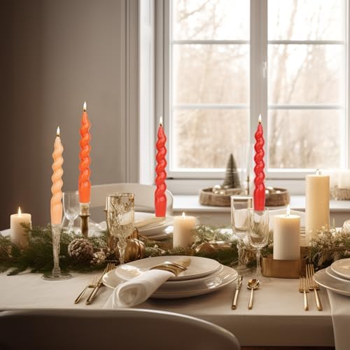 MAITREYA Navy Taper Candles Conical Stick Candles Spiral Taper Candles-Set of 4 for Decoration Weddings Party Church-Unscented Dripless Candles,10inch(C-Navy Blue) - Image 6
