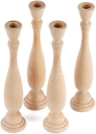 Unfinished Natural Wood Large Candle Sticks Set by Factory Direct Craft - Set of 4 Wooden Candle Holders for DIY Crafts and Decorating Made in USA (Sizes 11" H) - Image 6