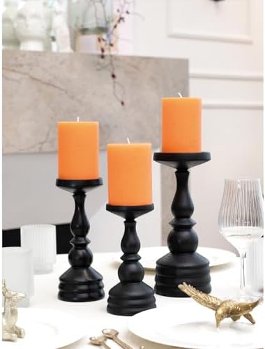 CANDWAX 3x4 inch Pillar Candles Set of 3 – Unscented Dripless Rustic Orange Candles for Fall Events, Halloween Decor, Thanksgiving Centerpieces, Wedding Décor - Image 5