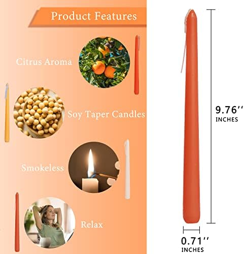 4 PCS Citrus Scented Taper Candles Gradient Orange Candlesticks Smokeless Candle Colorful Long Candles 10 inch for Christmas Wedding Festival Home Decor - Image 4