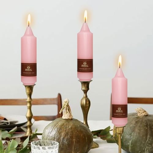 NJAO HOO Pink Short Taper Candle 5 Inch Candlesticks Unscented Dripless Tapered Candle Set for Home Decor Wedding Party Dinner Candles, 4 Pack - Image 2