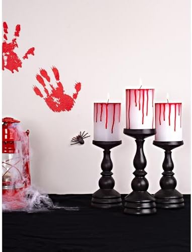 CANDWAX 3x4 inch Pillar Candles Set of 3 – Unscented Dripless Rustic Bloody Candles for Halloween Decor, Parties, Modern Styling - Image 3