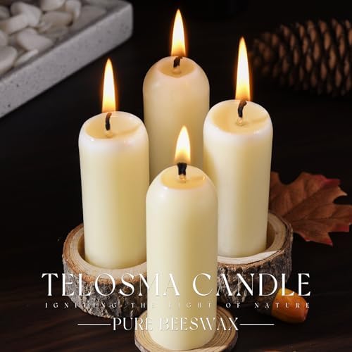 30 Pack Natural Thin Beeswax Pillar Candles, 1.3 inch Wide Dripless Candle - Image 4