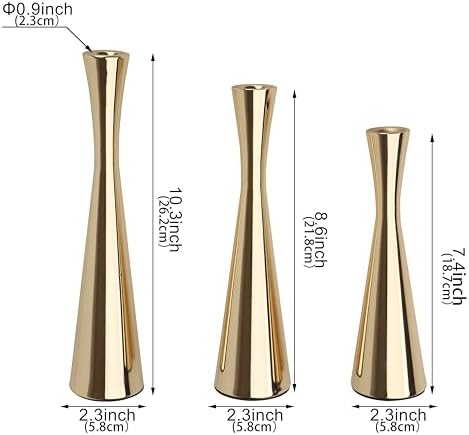 Vixdonos Light Gold Taper Candle Holders Metal Candlestick Holders Set of 3 Table Mantel Decorative Candle Stand for Dinning,Party，Wedding,Home Decor(Light Gold) - Image 2