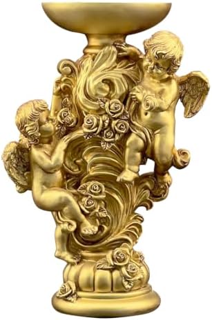 Angel Cherub Candlestick Resin European Rose Vintage Tabletop Ornament by BigStoneArt
