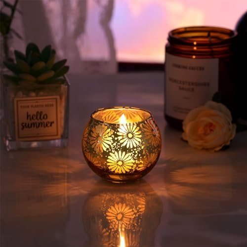Gold Mercury Glass Votive Candle Holders Set of 12 - Image 4