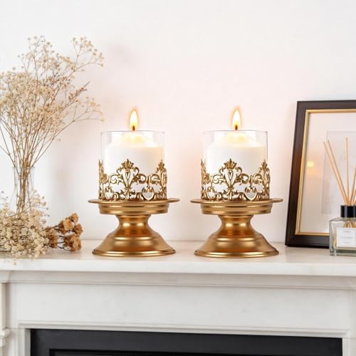Gothic Hurricane Candle Holders for Pillar Candles, 2PCS, S+S, Gold - Image 5