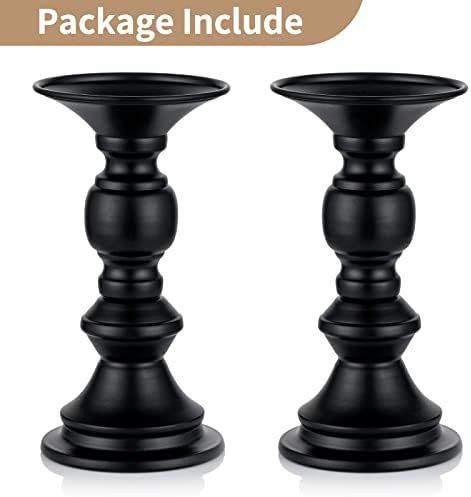 NUPTIO 2 Pcs Candle Holders for Pillar Candles, Black Candle Holder for 50mm Candles Christmas Halloween Mantlepiece Decorations, Ideal for Weddings Special Events Party Living Room - Image 6