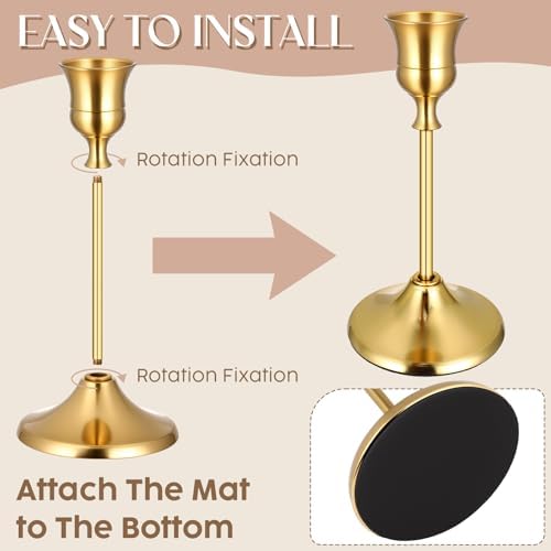 36PCS Brass Gold Taper Candle Holders Set, Vintage Metal Candlestick - Image 3