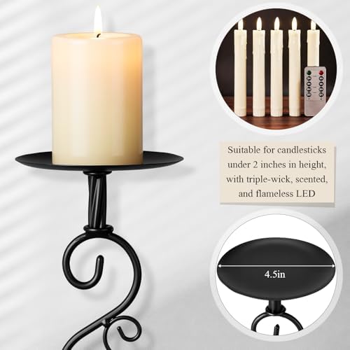 3 Pcs Black Iron Candlestick Holders 11.8,9.8,6.3 Inch, Classic - Image 4