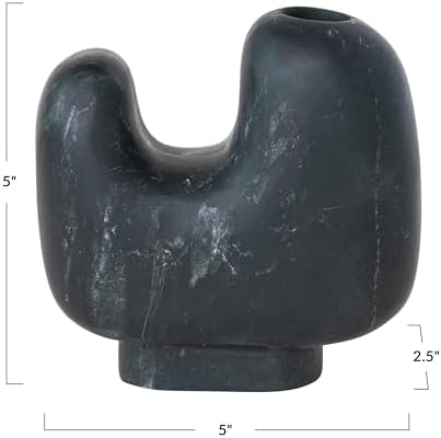 Bloomingville Marble Organic Shaped Footed Taper Holder, Black - Image 2
