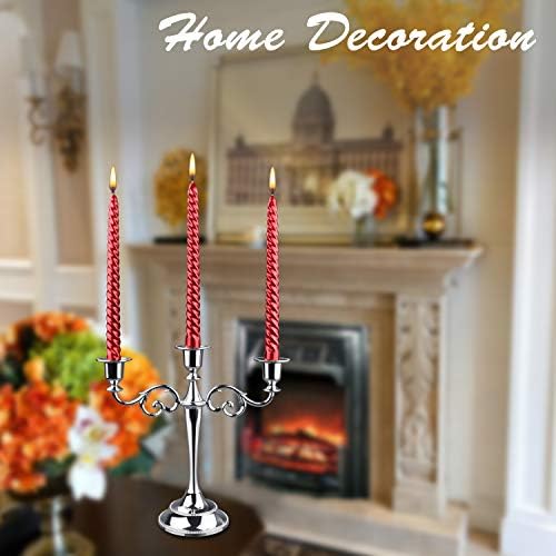 3-Arm Metal Candelabra Candle Holder Table Centerpiece, Bronze - Image 4