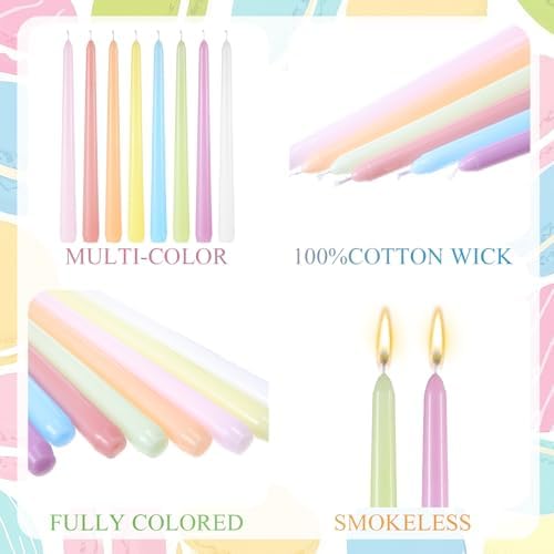 MTLEE 16 Pcs Long Taper Candlestick Bulk 10 Inch Smokeless, Macaron - Image 4