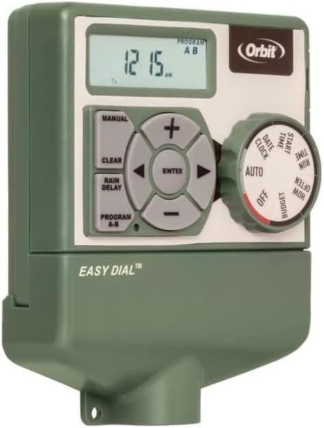 Orbit 57594 Easy Dial 4-Station Indoor Sprinkler Controller, Green