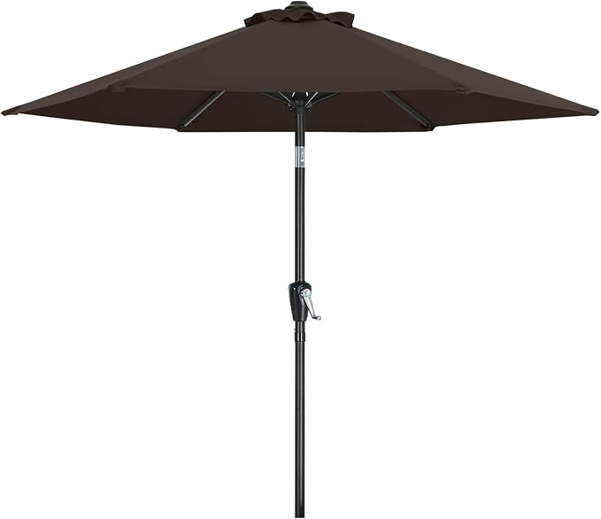 MASTERCANOPY 7.5FT Patio Umbrella with Push Button Tilt and Crank, Outdoor Market Umbrella with 6 Sturdy Ribs, UV Protection & Waterproof for Garden, Deck, Backyard, Pool (Brown)