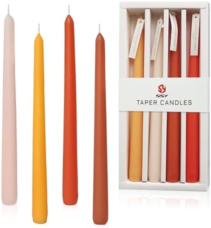 4 PCS Citrus Scented Taper Candles Gradient Orange Candlesticks Smokeless Candle Colorful Long Candles 10 inch for Christmas Wedding Festival Home Decor by XINAOBAOLUO