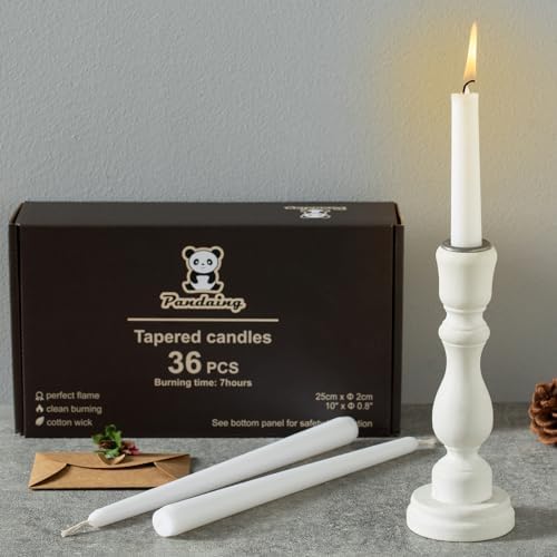 36 Pack White Taper Candles, 6-7 Hours Burn Time, Unscented and Smokeless, 4/5 x 10 Inch Dinner Candle Set for Household, Wedding, Party and Home Décor Candlesticks - Image 2