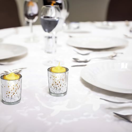 WGV Silver Speckled Tea Light Votive Candle Holder 2.2x2.75, Small Tiny Utility Cylinder Mercury Glass Vase, Home Accent Decor, 1 Pc - Image 7