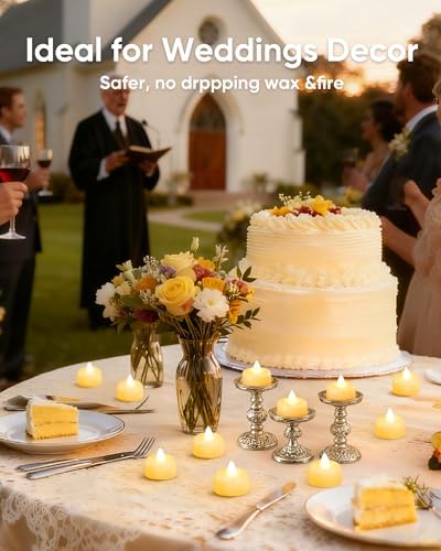 Amagic 12/24/50/100/150Pack Fake Tea Lights Candles Battery Operated, 12Pcs - Image 3