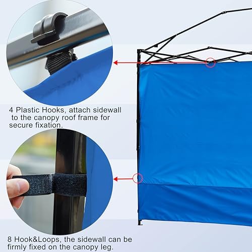 NINAT Canopy Sunwall Sidewall Gazebos Tent Waterproof for 8x8ft Pop up Straight Leg Gazebos Outdoor Instant Canopies 1 Pcs Blue Only - Image 3
