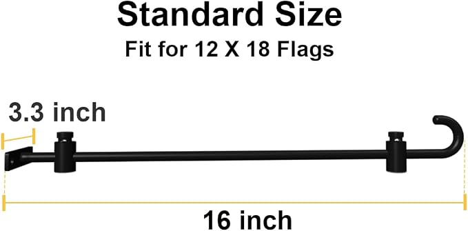 Koutemie Wall Garden Flag Stand Holder Pole with 2 Stoppers for 12 x 18 Outside Small Flags Décor, One Piece Wall Mounted Metal Garden Flag Scroll Hanger for Mailbox Post, Black, 4 Pack
