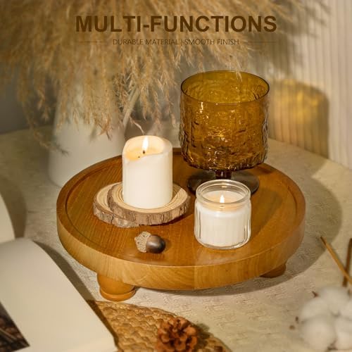 EOSAHR Wood Display Riser: Rustic Pedestal Stand for Bathroom Decor, Yellow - Image 5
